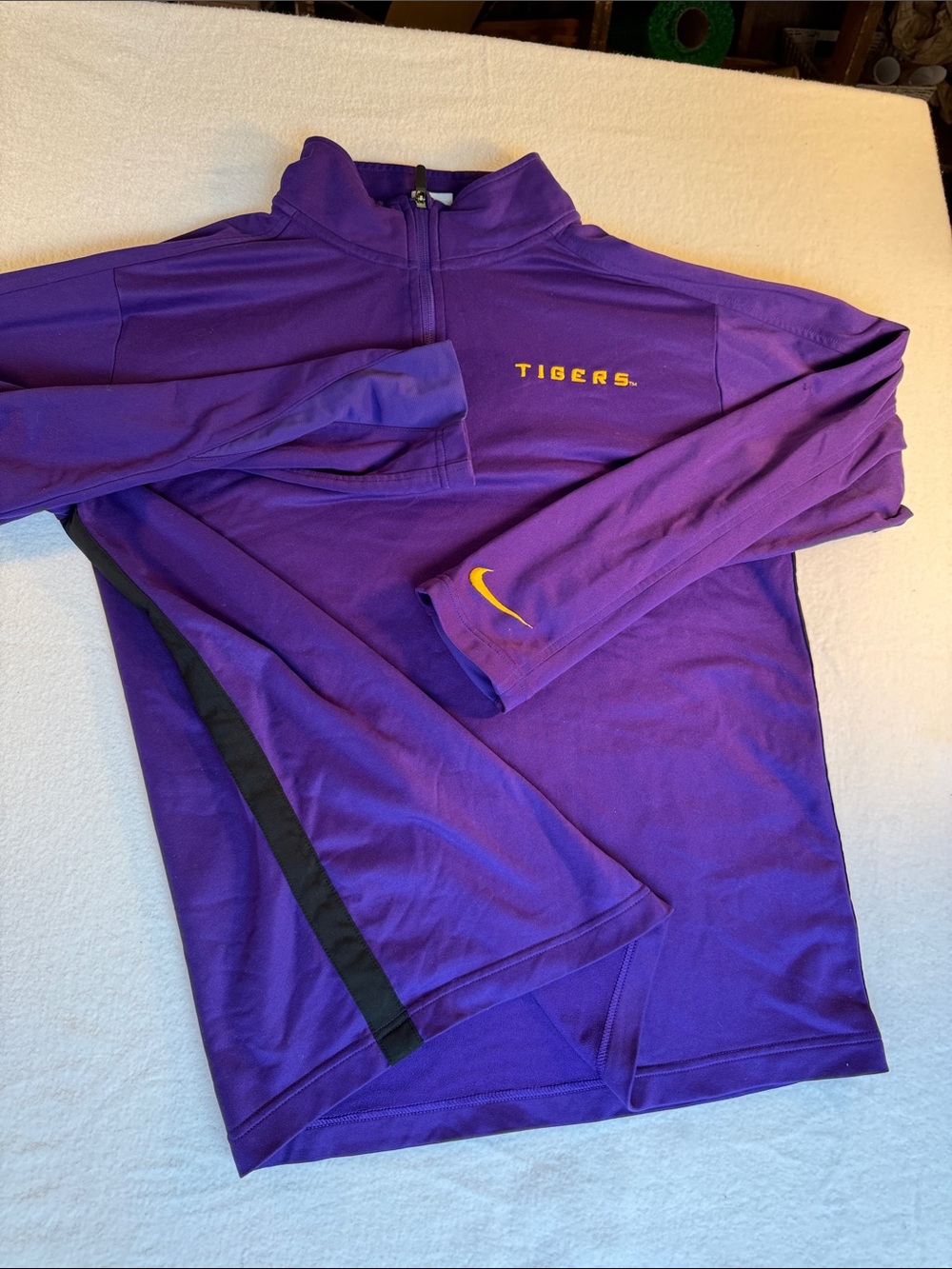Nike LSU Purple Men's Quarter-Zip Pullover with Yellow Accents